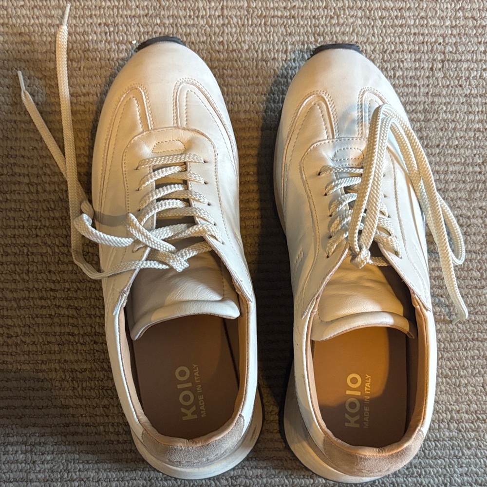 KOIO Men's Off-White Leather Sneakers